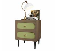 Comodino in legno massello con maniglie circolari e gambe in legno massello. Adatto come tavolino per l'arredamento e lo stoccaggio della camera da letto/ufficio(Brown,(18x16x20in))