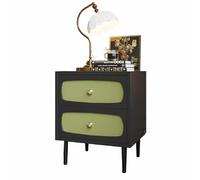 Comodino in legno massello con maniglie circolari e gambe in legno massello. Adatto come tavolino per l'arredamento e lo stoccaggio della camera da letto/ufficio(Black,(18x16x20in))