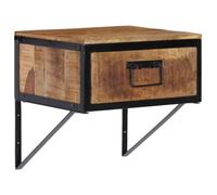 Comodino in Legno Massello di Mango 40x35x40 cm con Cassetto, Mobile Notte Moderno per Camera da Letto e Soggiorno, Design Elegante con Telaio in Ferro e Ampio Spazio Portaoggetti