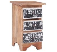 Comodino in Legno Massello di Mogano, Realizzato a Mano con 3 Cassetti, Look Vintage, Facile da Pulire, per un Arredamento Senza Tempo e Tavolino da Divano in Soggiorno