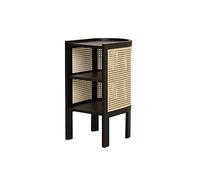 Comodino in legno massello rattan armadietto armadietto per la famiglia mobili wabi-sabi piccolo armadietto portaoggetti (colore: nero)