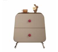 Comodino in legno massello, spazioso comodino con doppio cassetto, perfetto per organizzare il soggiorno e riporre oggetti in camera da letto, affascinante design minimalista(Khaki,Medium)