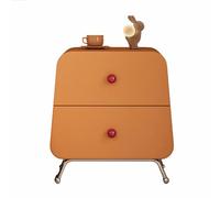 Comodino in legno massello, spazioso comodino con doppio cassetto, perfetto per organizzare il soggiorno e riporre oggetti in camera da letto, affascinante design minimalista(Orange,Small)