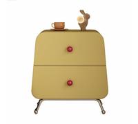 Comodino in legno massello, spazioso comodino con doppio cassetto, perfetto per organizzare il soggiorno e riporre oggetti in camera da letto, affascinante design minimalista(Yellow,Medium)