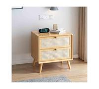 Comodino in legno rattan robusto in legno massello per camera da letto, grande spazio di archiviazione, 43 x 40 cm, elegante e design