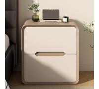 Comodino in Legno, Tavolino da Notte con 2 cassetti, Maniglia invisibile e Maniglia rotonda, Comodini in Stile Industriale, moderno elegante tavolino per camera da letto, soggiorno(Khaki,45cm)