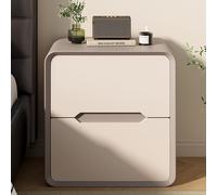 Comodino in Legno, Tavolino da Notte con 2 cassetti, Maniglia invisibile e Maniglia rotonda, Comodini in Stile Industriale, moderno elegante tavolino per camera da letto, soggiorno(Champagne gray,40cm