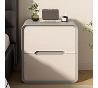 Comodino in Legno, Tavolino da Notte con 2 cassetti, Maniglia invisibile e Maniglia rotonda, Comodini in Stile Industriale, moderno elegante tavolino per camera da letto, soggiorno(Light gray,40cm)