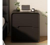 Comodino in Legno, Tavolino da Notte con 2 cassetti, Maniglia invisibile e Maniglia rotonda, Comodini in Stile Industriale, moderno elegante tavolino per camera da letto, soggiorno(All black,40cm)