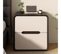 Comodino in Legno, Tavolino da Notte con 2 cassetti, Maniglia invisibile e Maniglia rotonda, Comodini in Stile Industriale, moderno elegante tavolino per camera da letto, soggiorno(Black,45cm)