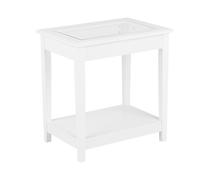 Comodino in MDF bianco con Piano in Vetro e un Ripiano 60 x 57 x 40 cm Attu