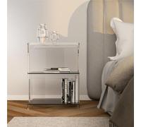 Comodino In metacrilato Fumé con tre ripiani MOD 432, 42,5x34xh56 cm - Struttura leggera e resistente e robusta trasparente fumè