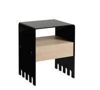 Comodino In metacrilato nero con cassetto TRIONFO 40x33xh49 cm - Particolari in ottone cassetto Acero mondial nero