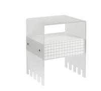 Comodino In metacrilato Satinato con cassetto TRIONFO 40x33xh49 cm - Particolari in ottone cassetto Bianco Polare bianco