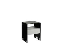 Comodino In metacrilato Satinato con cassetto TRIONFO 40x33xh49 cm - Particolari in ottone cassetto Natural Grey nero