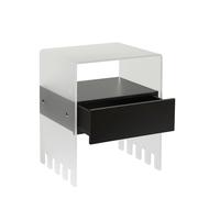 Comodino In metacrilato Satinato con cassetto TRIONFO 40x33xh49 cm - Particolari in ottone cassetto Nero bianco nero,bianco