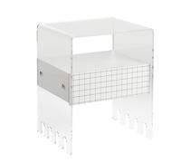 Comodino In metacrilato Trasparente con cassetto TRIONFO 40x33xh49 cm - Particolari in ottone cassetto Bianco Polare trasparente