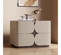 Comodino in pelle di lusso con 2 cassetti, nessun montaggio necessario, elegante tavolo in legno per soggiorno e camera da letto, 60 cm L x 40 cm W x 50 cm H, colore cachi