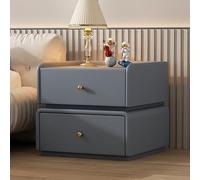 Comodino in pino, Comodini Camera da Letto con 2 cassetti, maniglie e guide in metallo, Salvaspazio Tavolino da Divano, Tavolino da Notte per Camera da Letto, Soggiorno, Ufficio(Gray blue,50cm)