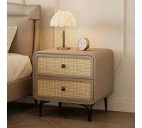 Comodino in Rattan, Comodino in Legno a Due Cassetti