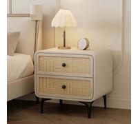 Comodino in Rattan, Comodino in Legno a Due Cassetti