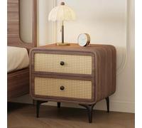 Comodino in Rattan, Comodino in Legno a Due Cassetti
