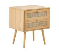 Comodino in rattan marrone chiaro con 2 cassetti in stile boho Perote