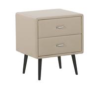 Beliani Comodino in Similpelle Beige con 2 Cassetti Camera da Letto Moderna