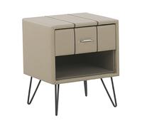 Comodino in Similpelle Beige con Cassetto e Scompartimento Moderno Glamour Betin