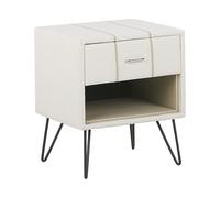 Comodino in Similpelle Bianco con Cassetto e Scompartimento Moderno Glamour Beti
