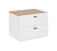 Comodino in Stile Scandinavo con 2 Cassetti Bianco e Legno Natural Edison