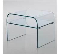 Comodino in Vetro curvato con ripiano NIGHT 53x44xh41 cm spessore 10 mm trasparente trasparente