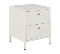 Comodino industriale moderno in acciaio 2 cassetti bianco e oro Kylea