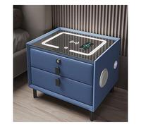 Comodino Intelligente Camera da Letto Moderni,Tavolino da Letto,cassettiera Ufficio Bianca,con Luce LED Regolabile,Porta di Ricarica Wireless,Blocco delle Impronte Digitali,Altoparlante,2 Cassetti (C