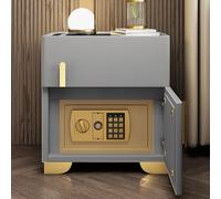 Comodino intelligente, comodino con cassaforte nascosta, comodino a LED con stazione di ricarica e porte USB/Type-C, luminosità regolabile, piano in vetro temperato (grigio chiaro, 50x40x50 cm)