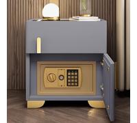 Comodino intelligente, comodino con cassaforte nascosta, comodino a LED con stazione di ricarica e porte USB/Type-C, luminosità regolabile, piano in vetro temperato (grigio scuro, 45x40x50 cm)