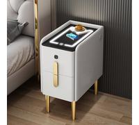 Comodino intelligente con cassaforte nascosta e ricarica USB, comodini intelligenti con stazione di ricarica, comodino moderno con luce a tre colori e ampio spazio di archiviazione