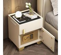 Comodino Intelligente con Cassaforte Nascosta, Tavolino Comodino con Stazione di Ricarica e Porte USB/Tipo C, Comodino Camera da Letto A LED Luminosità Regolabile, Piano In Vetro Temperato ( Color : L