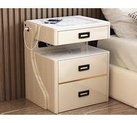 Comodino Intelligente con Ricarica Wireless, Comodino a 3 cassetti, Moderno tavolino Grigio per Camera da Letto e Soggiorno, Elegante Comodino con Porte USB