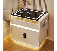 Comodino intelligente con ricarica wireless e USB, luce LED, altoparlante, mobile moderno per camera da letto con serratura a combinazione