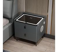 Comodino intelligente con ricarica wireless, luci LED, blocco impronte digitali e altoparlante Bluetooth, comodino moderno con spazio per camera da letto e soggiorno