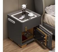 Comodino intelligente con ricarica wireless, porta, illuminazione a LED regolabile, finitura lucida per camera da letto e soggiorno moderno