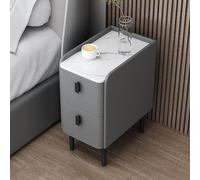 Comodino intelligente con stazione di ricarica, lettore audio Bluetooth, due cassetti, design semplice multifunzionale per camera da letto soggiorno, larghezza 35 cm, grigio scuro