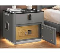 Comodino intelligente con stazione di ricarica, porte USB/Type-C, comodino moderno con cassaforte nascosta, cassetto con serratura a combinazione e sensore luce altoparlante