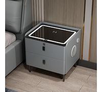 Comodino intelligente multifunzionale con blocco delle impronte digitali, ricarica wireless, altoparlante Bluetooth e porta USB per comodità della camera da letto e del soggiorno
