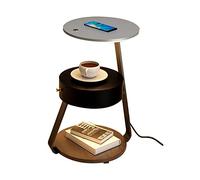 Comodino Intelligente per camere da Letto, Comodino Moderno, tavolino da caffè, tavolino, con Ricarica Wireless, luci a LED Regolabili, cassetti e ripiano Aperto per camere da Letto, Nessuna