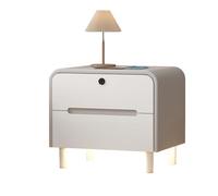 Comodino Intelligente Wireless, Tavolino Comodino con Luminosità Regolabile, In Pelle Microfibra, Armadietto Laterale con Luci con Sensore Automatico/tipo C/porta USB ( Color : Light gray+white , Size