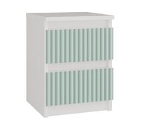 CDF Comodino M2 Malwa, comodino | Colore: bianco/verde menta | ideale per camera da letto, cameretta dei bambini, adolescenti | facile da montare | due cassetti spaziosi | Cassetti senza maniglie