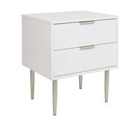 Comodino MDF bianco con 2 cassetti portaoggetti Gambe in metallo Soho