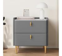 Comodino Minimalista moderno, grazioso comodino con cassetti doppi, multicolore e multidimensione, il piano di lavoro è in ardesia spessa, adatto al soggiorno e b(colore: grigio chiaro,